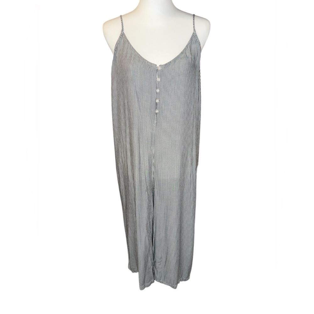 Anthropologie Cloth & Stone Striped Cropped Wide Leg Jumpsuit